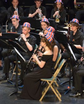 View of orchestra playing at previous Last Night of Proms