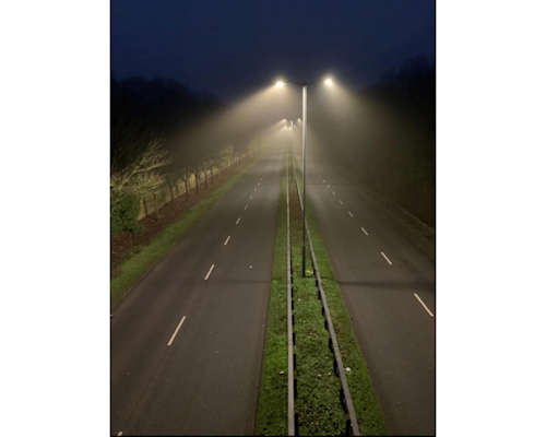 View along a dual carriageway on a chilly january morning